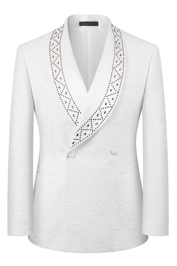 White Shawl Lapel 2-piece Men Suits with Beading